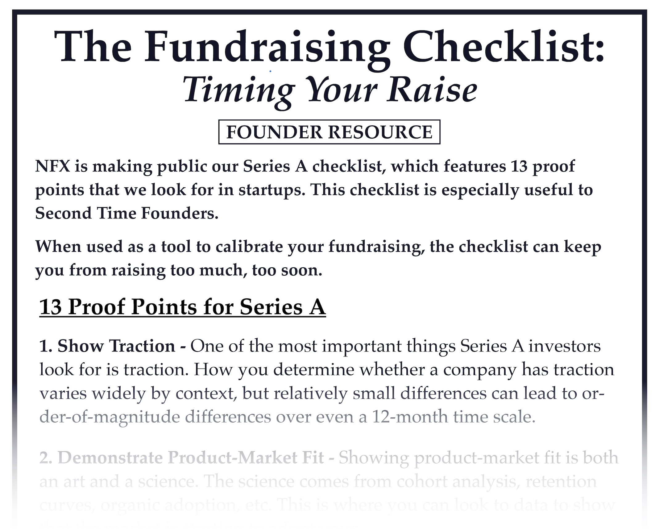The NFX Fundraising Checklist