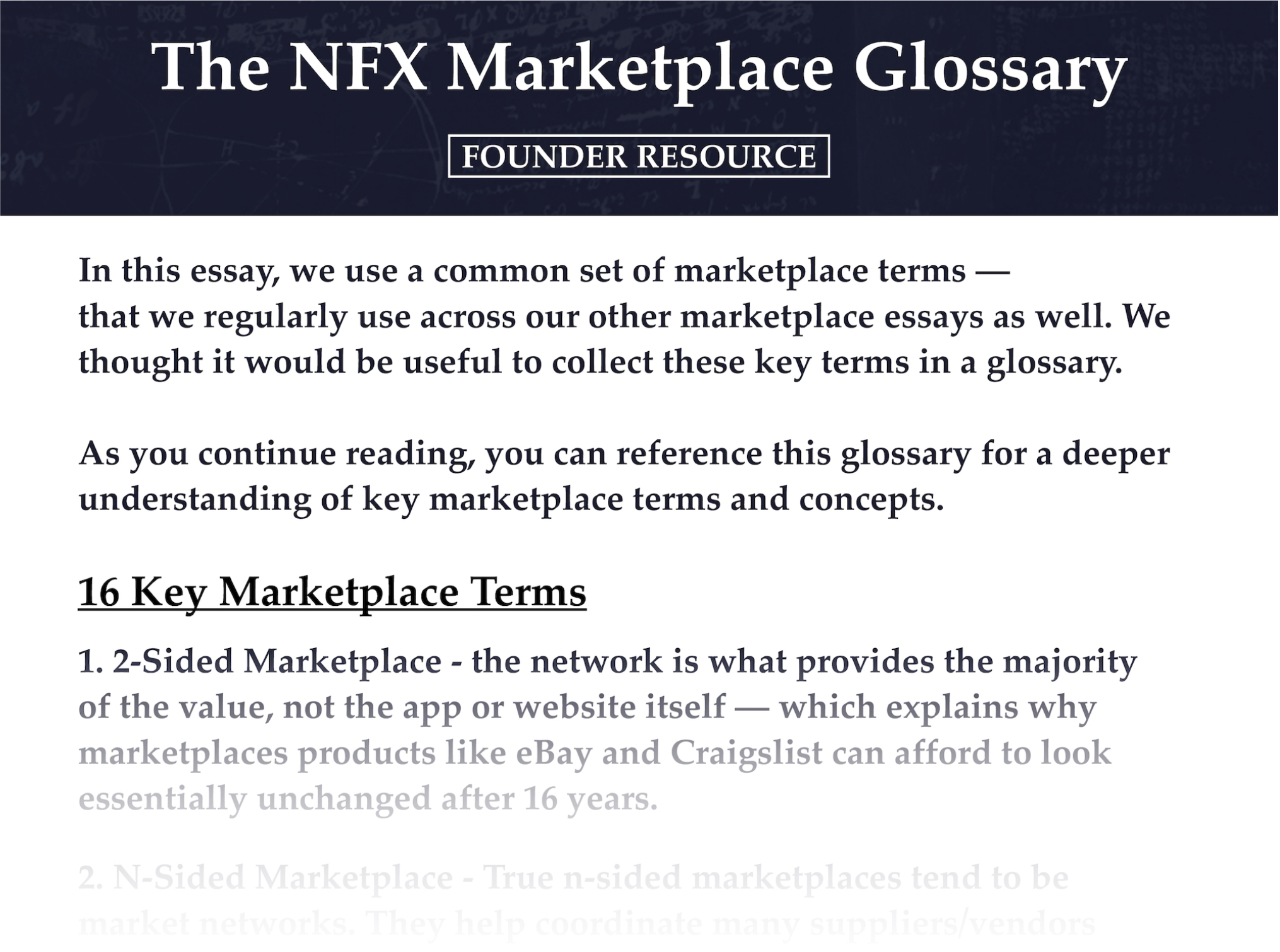 The NFX Marketplace Glossary